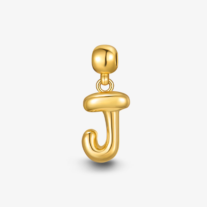 Gold-plated letter J pendant charm for necklace on white background