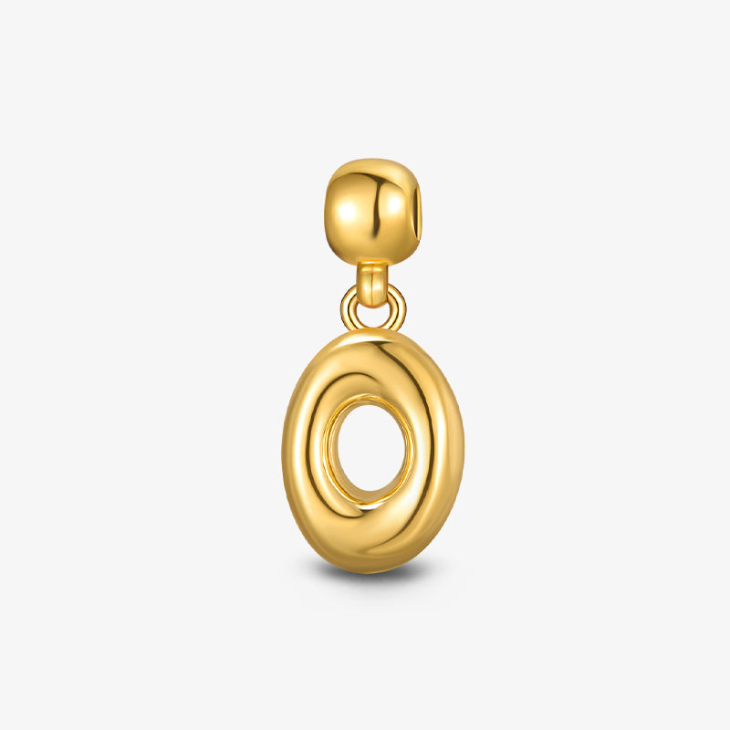Gold-plated oval pendant charm with a smooth, modern design on white background