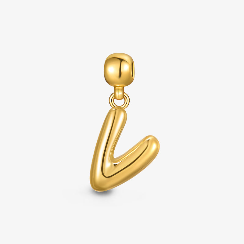Gold-plated letter L pendant charm with modern, polished finish on white background